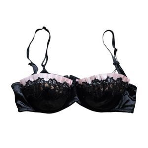 Victoria's Secret 36B Sexy Little Thing Push Up Bra Pink Black Lace Pinup Wired